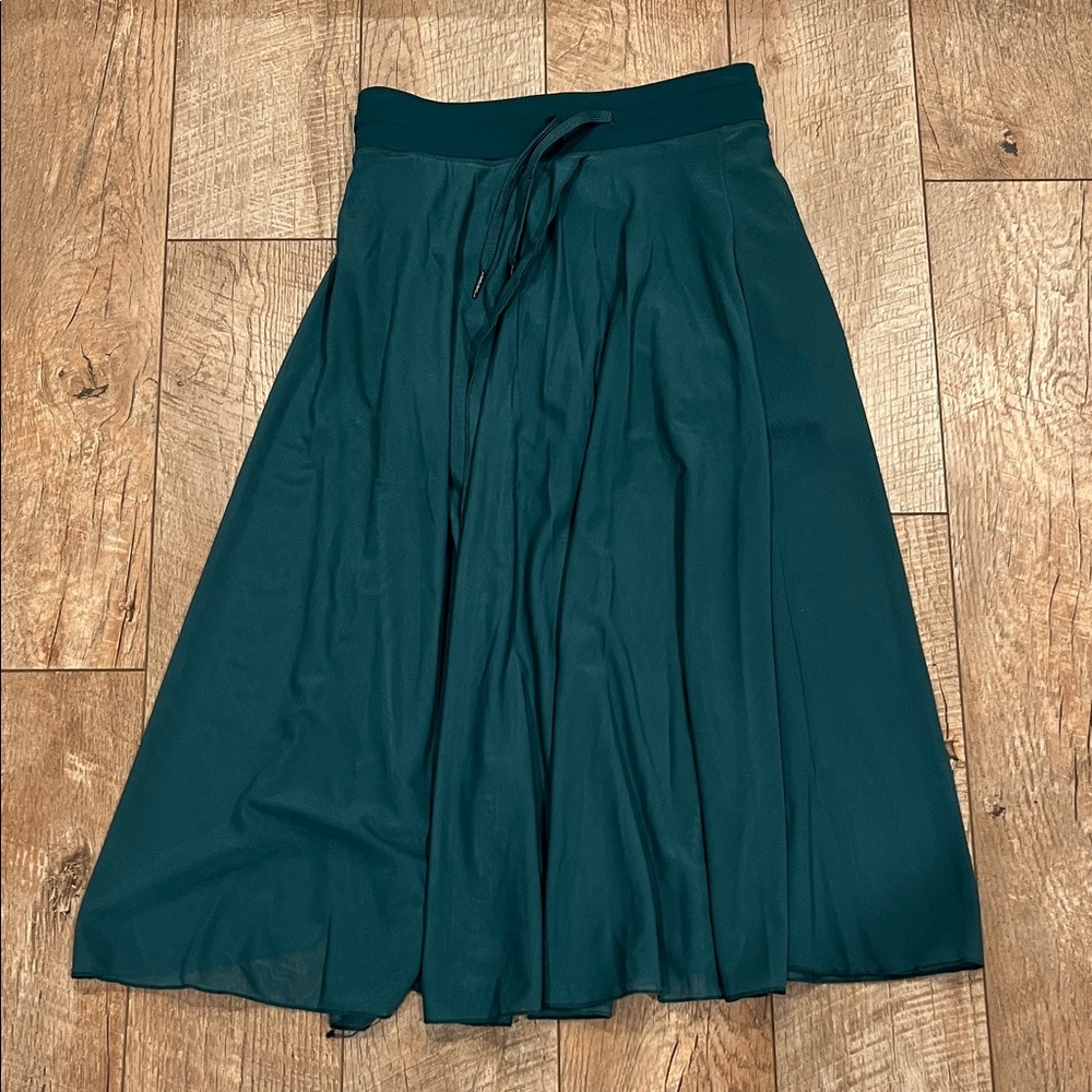 Halara High Waisted Drawstring Contrast Mesh 2-in-1 Pocket Flowy Midi Flare